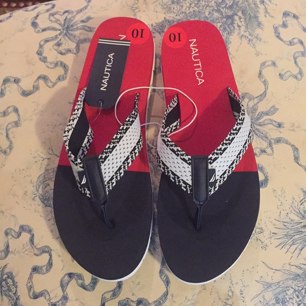 Nautica flip flops color blue red